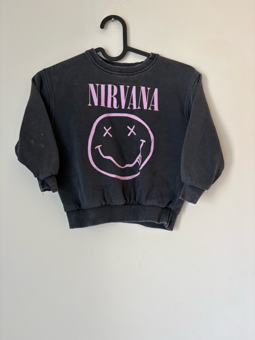 Zara NIRVANA Black Pullover with Smiley face